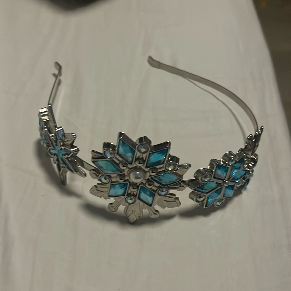 Elsa Frozen Snowflake Tiara Headband With Blue Crystals